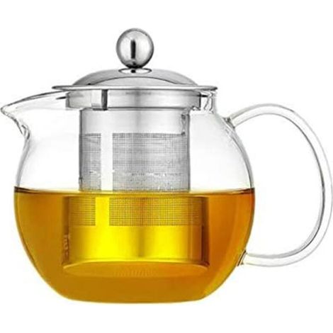 Théière verre borosilicate avec passoire inox couvercle feuilles vrac