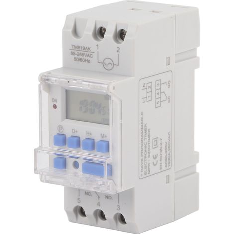 Interrupteur horaire hebdomadaire 85-265V AC 16A, programmateur 12/24h avec relais temporisé LCD, commande marche/arrêt (1/5)