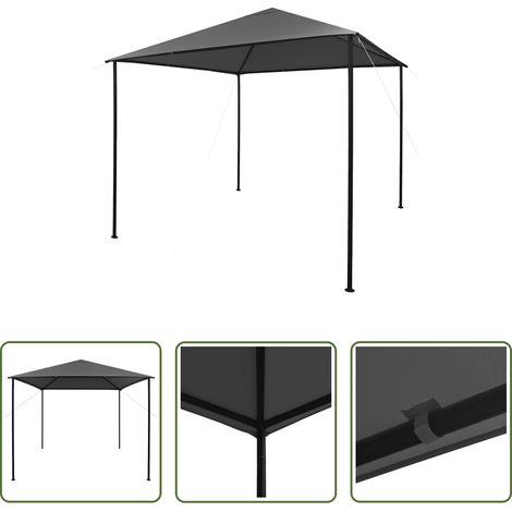 Freisitz - Pavillon 3x3 m Anthrazit Stoff und Stahl 180 g/m² (1/5)