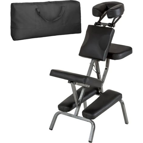 Chaise de massage noire rembourrée avec sac de transport inclus (1/5)