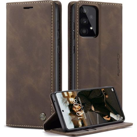 CaseMe Samsung Galaxy A53 5G Handyhülle Leder Flip Case Kaffee (1/5)