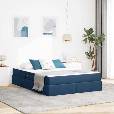 Aufbewahrungsbett mit Matratze Blau 140 x 200 cm Polyester (1/5)
