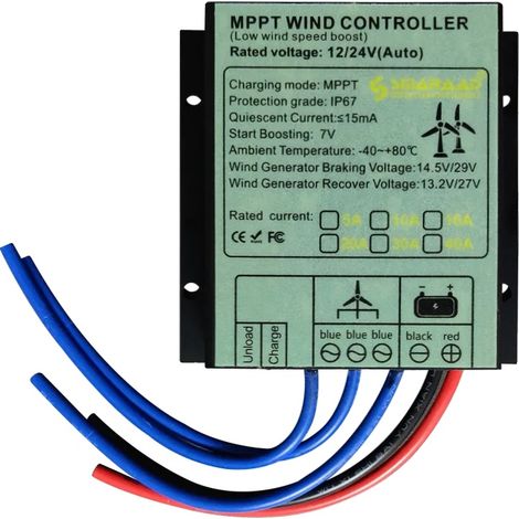 Contrôleur de Charge Éolien, Étanche IP68, Courant Max de 40A, MPPT-a, 40A, 48V-a (1/2)