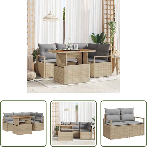 vidaXL Conjunto de sofás de jardín 5 uds. 4-Número de plazas (1/5)