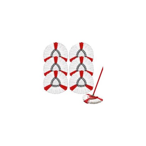 Lot de têtes de Balai rotatives en Microfibre pour Vileda Turbo Serpillère de Remplacement Franges Recharge pour Tous Les sols Lavable en Machine (6 Pièces (Rouge + Blanc))