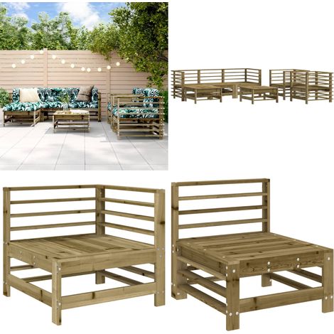 7-tlg. Garten-Lounge-Set Kiefernholz Imprägniert - Gartenmöbeln - Loungeseset - Gartenloungeset - Rattan Möbel - Kiefernholzmöbel - Home & Living (1/5)