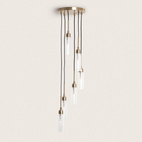 Pendelleuchte Metall und Glas Sest Iraide Gold