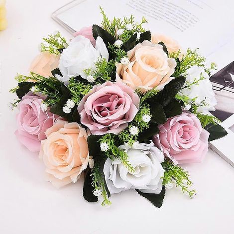 Compositions florales, bouquets, décoration de mariage, boules de roses, boules de fleurs en soie, fleurs artificiellesrose, violet (1/5)