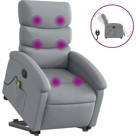 Maison Exclusive - Poltrona Alzapersona Massaggi Elettrica Grigio Chiaro Tessuto