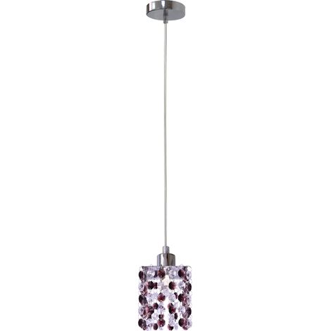 Suspension chromée cristaux bordeaux 1xG9 40W Candellux (1/2)