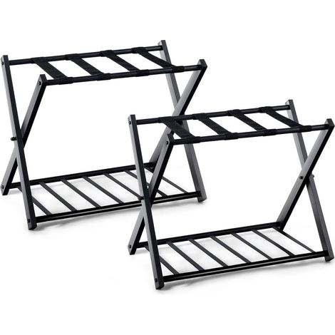 COSTWAY Kofferstaender klappbar, Gepaeckstaender schwarz, Gepaeckablage Metall, fuer Schlafzimmer, Gaestezimmer, Hotel, schwarz 2 Kofferstaender