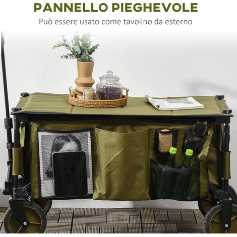Chariot de jardin pliable vert 125L, poignée incluse + 5 sacs, 108x55x93 cm (1/5)