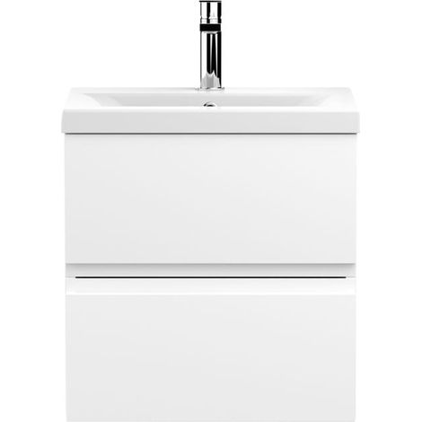 Hudson Reed Urban Wall Hung 2-Drawer Vanity Unit with Basin 1 Satin White - 500mm Wide (1/5)