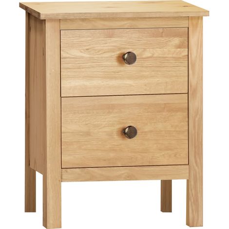 Pegane – Table de chevet chêne Cambrian avec 2 tiroirs – Panneaux de particules mélaminés – Dimensions 48x36x60 cm – Fabrication espagnole (1/2)