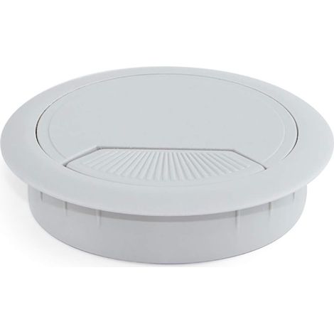 - Passe-câbles rond encastrable de Ø80mm pour table de bureau, plastique, gris, Lot de 4
