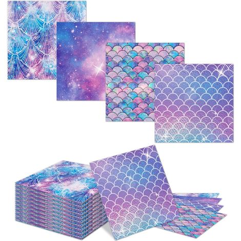 40 Pièces Serviettes, Design Écailles de Sirène, Serviettes, Fête d'anniversaire sous-Marine, Fête pour Bébé, Décoration Cadeau (1/5)