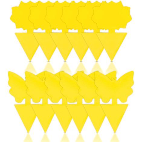 12 pièges à mouches des fruits, plaques adhésives jaunes anti-moucherons, double face avec crochet, usage intérieur et extérieur (1/5)