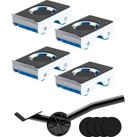 4 déménageurs de meubles avec leviers outils levage peuvent supporter pour déplacer des canapés - (avec frein) 350 kg Blanc (1/5)