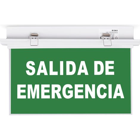 Luce di emergenza permanente con segnale "Uscita di emergenza" - Montaggio ad incasso (1/5)