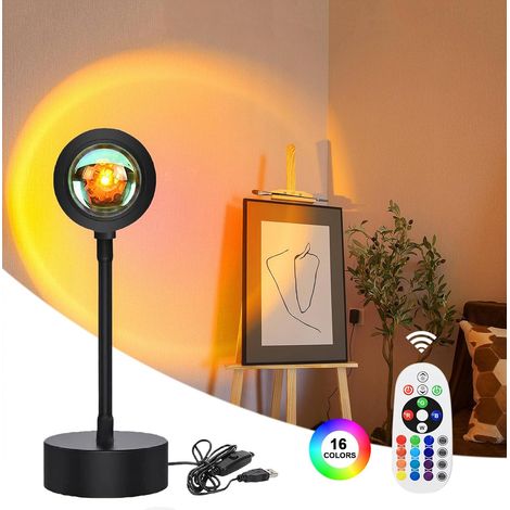 lampe coucher de soleil - Sunset Lamp Lampe Coucher de Soleil Veilleuse Led Chambre Neon Projecteur Lumiere Led Gaming Lampe de Chevet/Bureau Rgb Ambiance Decoration (RGB) [Classe énergétique A] (1/5)