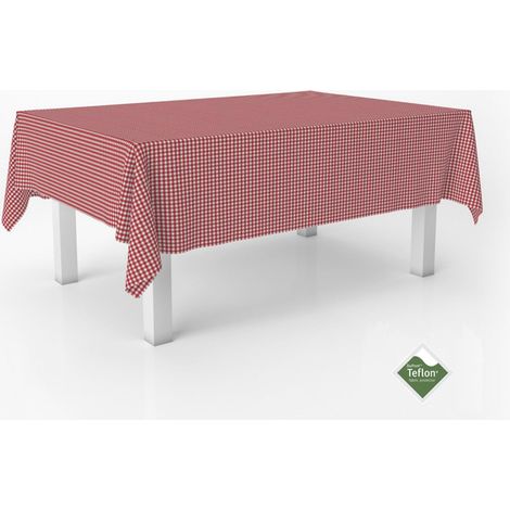 Nappe Vichy Petits Carreaux Anti-Taches carrée 140x140 cm Rouge (1/5)