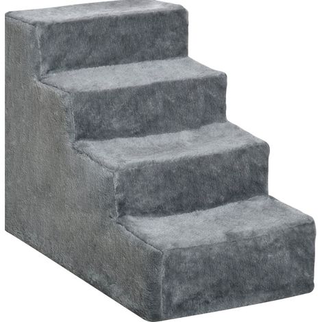 Escalera para perros y gatos de 4 peldaños 60 x 35 x 44 cm gris claro HOMVRA (1/5)