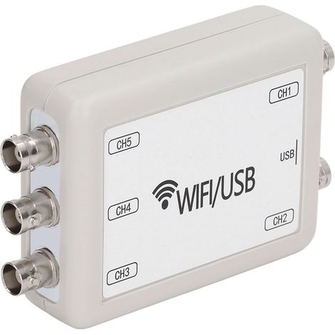 Oscilloscope virtuel portable 5 canaux Wi-Fi USB pour PC et téléphone mobile  plage de fréquences : 0 Hz à 50 kHz  fréquence d’échantillonnage : 150 kHz (1/5)