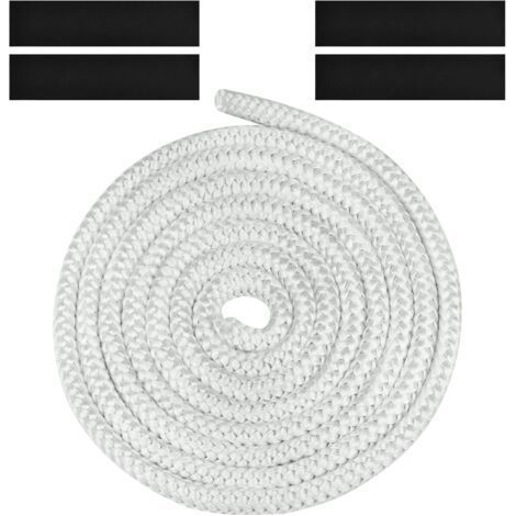Braided Gasket for Insert and Stove, 10mm x 3m Fiberglass Gasket with 4 Tapes, for Wood Stove, Fireplace, White (1/5)