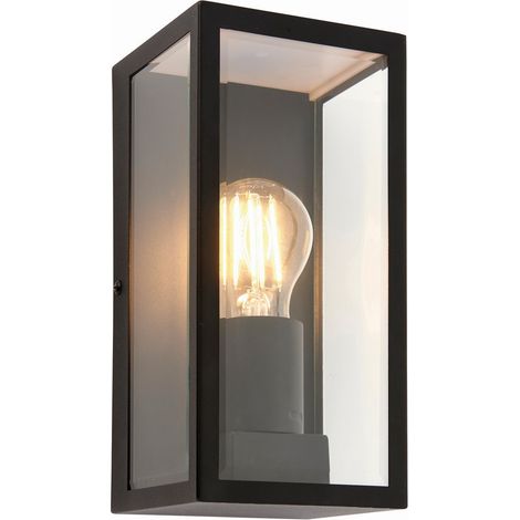 Endon Lighting Oxford - Applique da esterno Vernice Nero Opaco e Vetro Trasparente 1 Luce Dimmerabile IP44 - E27 (1/5)