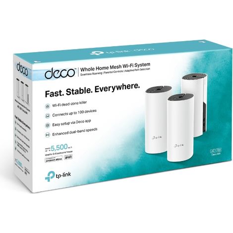 Tp-Link – Routeur Mesh Wi-Fi Deco M4 pack de 3 – Couverture jusqu’à 350 m² – Connexion 1167 Mbps – Technologie Mesh MU-MIMO (1/3)