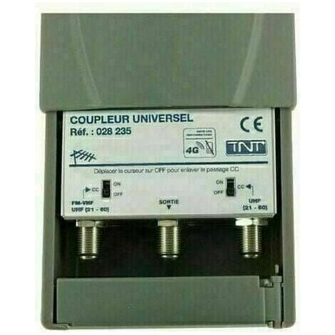 Coupleur universel 2 entrées FM – VHF – UHF – Boîtier étanche intérieur/extérieur – Couplage 2 antennes UHF – Pour installations professionnelles – Sedea