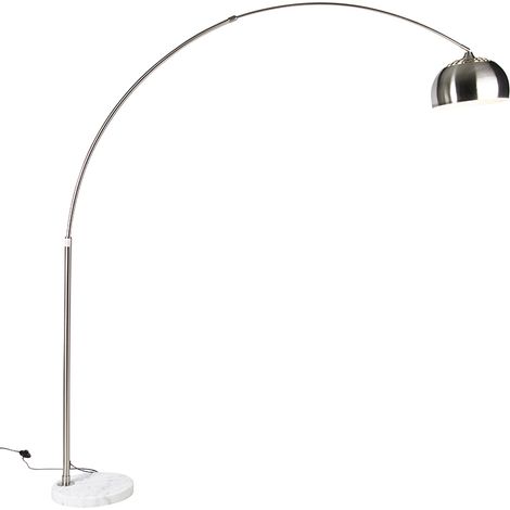 Arc Lamp Steel with White Marble Base and Steel Lampshade - XXL (1/5)