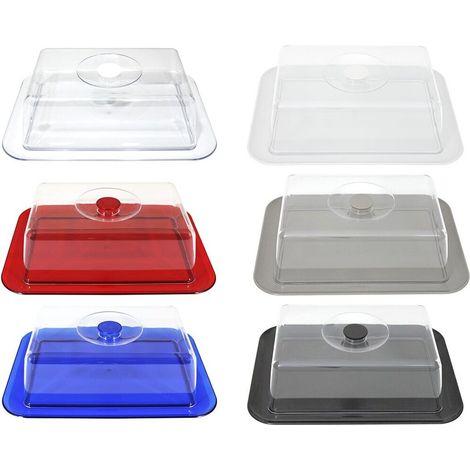 Contenitore vassoio rettangolare frigo porta pane formaggio per cucina 32cm coperchio blu rosso bianco trasparente tortora nero - colorigenerali: GRIGIO (1/4)