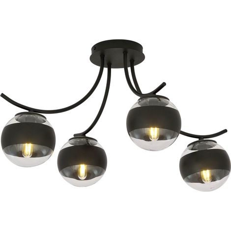 Emibig plafoniera Boston 4 luci E14 nera vetro metallo (1/5)
