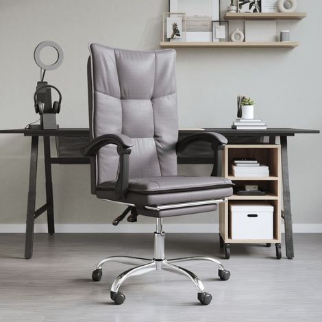 Chaise de bureau inclinable Fauteuil gamer - Chaise d'ordinateur Gris Similicuir BonneVie-95123 (1/5)