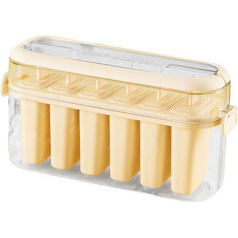 Moule À Glaces - En Silicone Alimentaire - 6 Emplacements Avec Couvercles - Pour Glaces Maison, Yaourts Et Sucettes Fraîches (1/4)