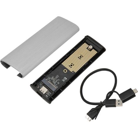 Boîtier externe SSD M.2 NVMe PCIe NGFF SATA USB 3.2 Gen 2 10Gbps, en alliage d'aluminium gris, disque dur solide portable. (1/5)