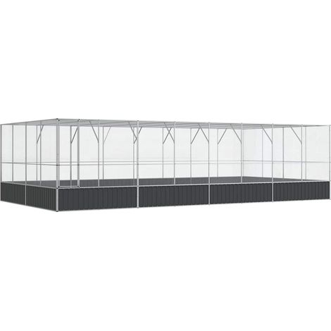 Volière avec extension argenté 832x414x212 cm acier (1/5)