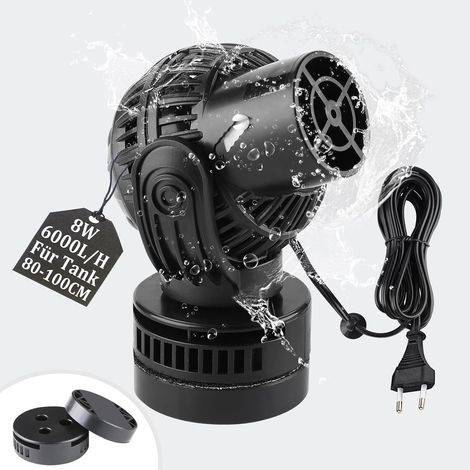Pompe de Brassage Wavemaker 6000L/H 8W 80100cm Pompe à Onde Pompe de Mouvement 360 ° Rotative pour Aquariums à Vagues Eau Douce et Salée avec Magnet Noir (1/5)