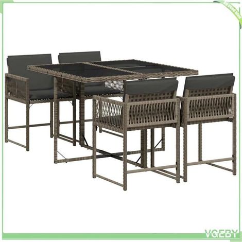 Ensemble de salle à manger de jardin - FAFEICY - 3211436 - 4 places - Résine tressée - Plateau verre trempé (1/5)
