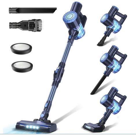 Aspirateur balai sans fil 25 kPa 2-en-1, jusqu'à 40 min d'autonomie, aspirateur à main détachable avec 3 brosses pour le nettoyage quotidien (1/5)