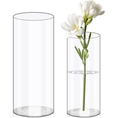 Vases à Fleurs en Acrylique Transparent, 20x10 und 25x12cm Vase cylindrique en Plastique incassable pour Arrangements Floraux, centres de Table de Mariage, Bricolage
