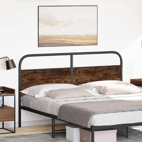 Testiera Testata del letto di Ricambio Rovere Fumo 160 cm in Acciaio e Legno Multistrato (1/5)