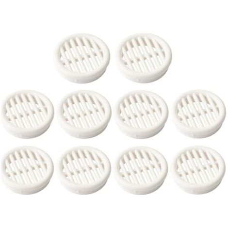 10x Grille de ventilation aération ronde plastique diamètre encastrement 39.5mm hauteur 11mm cache protection plafond mur menuiserie, blanc (1/4)