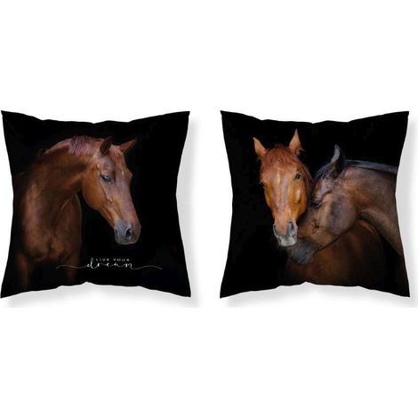 Funda de almohada 40x40 Caballos Microfibra