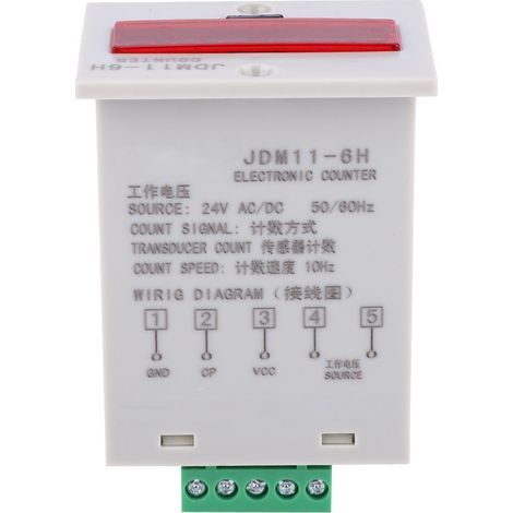 Compteur électronique JDM11-6H, affichage numérique LED 6 chiffres, transducteur à relais, alimentation AC/DC 24 V (1/5)