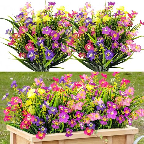 6 Fleurs Artificielles d'Extérieu Colorées Plante Deco Exterieur Jardin aux UV Pour l'Extérieur Bouquets de Fleurs Séchées en Plastique Convient Pour Mariage Décoration de Jardin (1/5)
