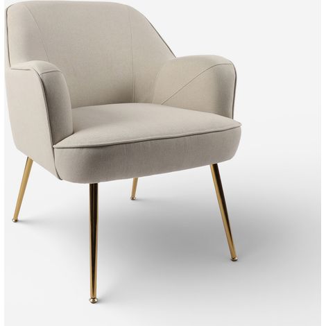 Fauteuil de salon en tissu avec accoudoirs Elyon - Beige