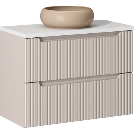 Waschtisch 80cm mit Keramikwaschbecken, Beige und weiß, NEWPORT-56-CASHMERE (1/5)