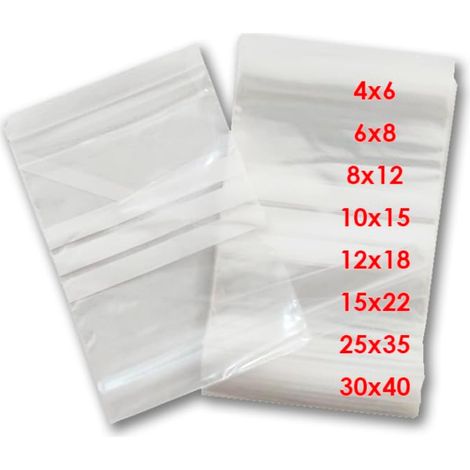 Sacs en plastique transparent avec fermeture éclair - Sacs hermétiques pour jouets, bijoux, friandises, chocolats, accessoires ou cadeaux - Sac réutilisable avec fermeture automatique (45, 8 x 12 cm) (1/5)